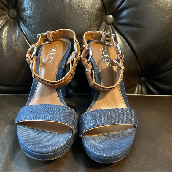 Womens Ralph Lauren Faustina Cotton/Leather sandals size 7.5 - Picture 3 of 7